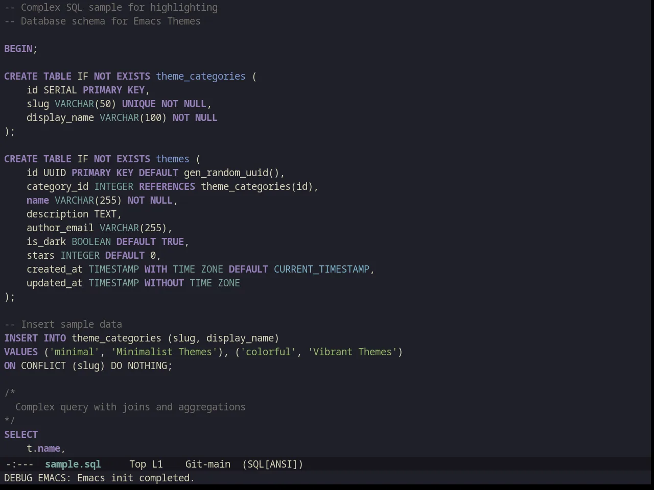 Kanagawa Theme in sql-mode