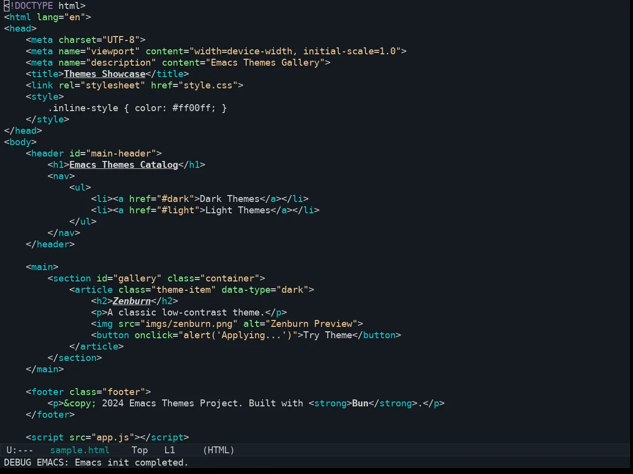 Kaolin Aurora Theme in html-mode