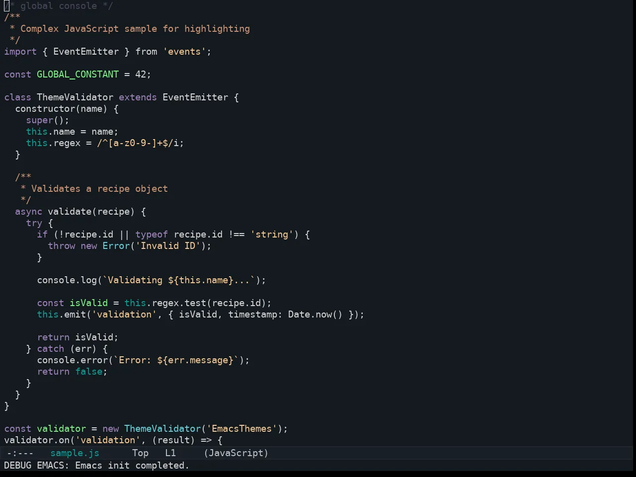 Kaolin Aurora Theme in javascript-mode