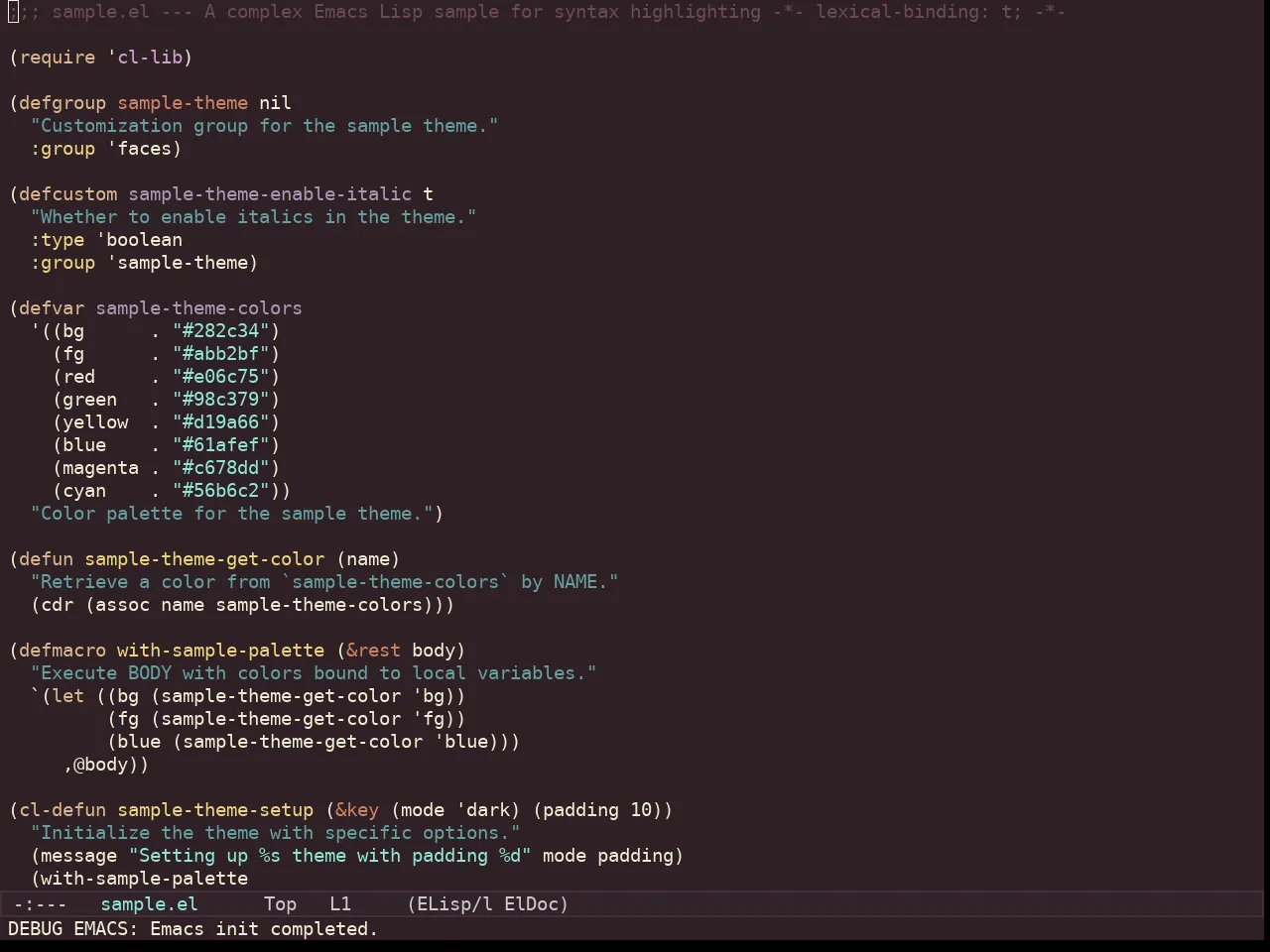 Kaolin Blossom Theme in emacs-lisp-mode