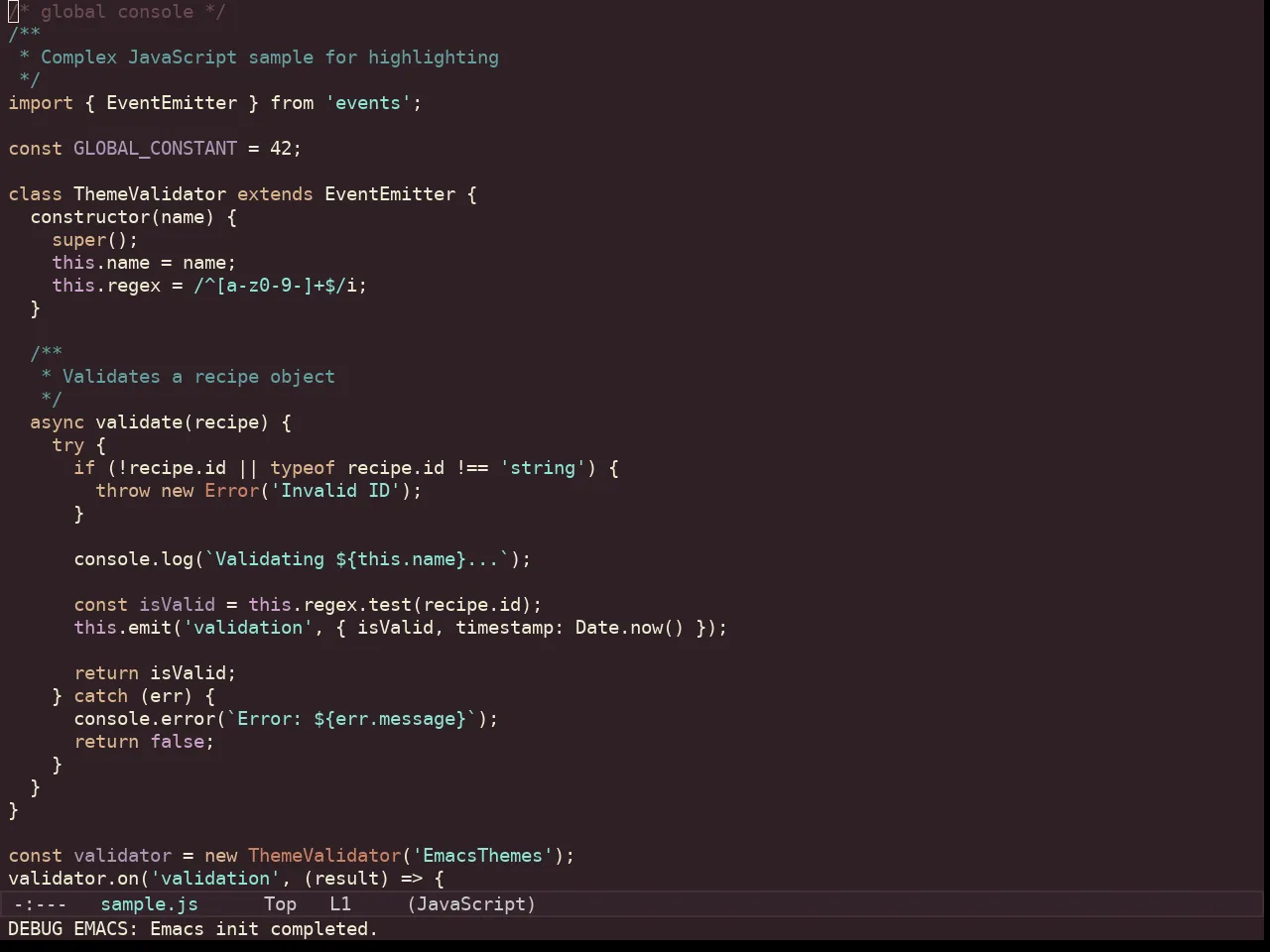 Kaolin Blossom Theme in javascript-mode