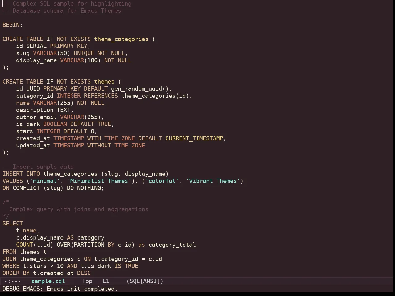 Kaolin Blossom Theme in sql-mode