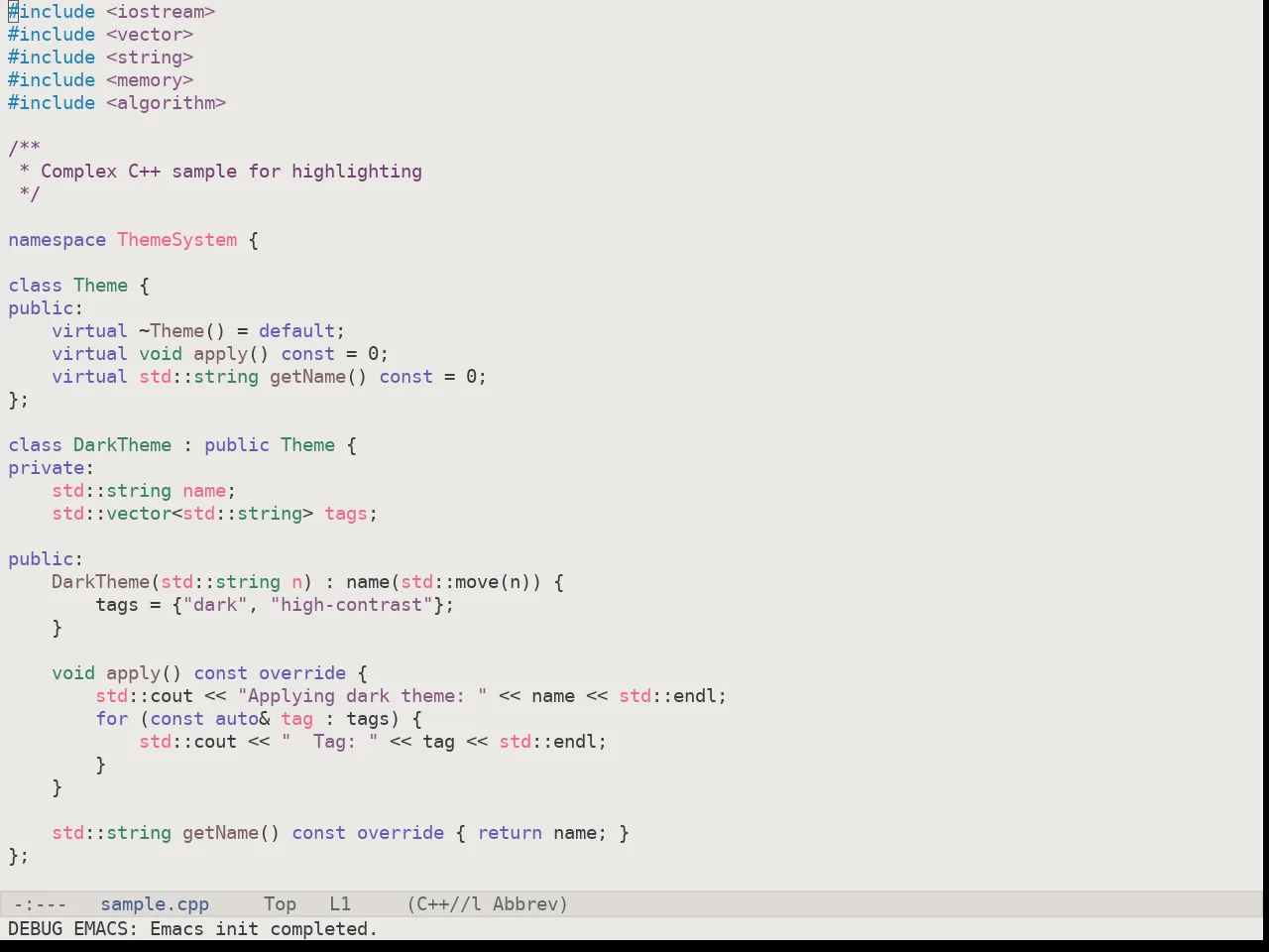 Kaolin Breeze Theme in c++-mode