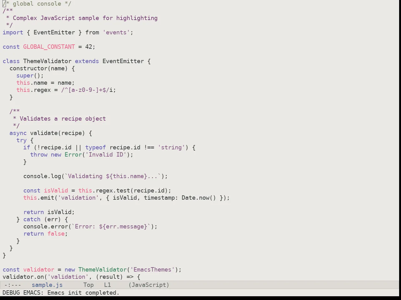 Kaolin Breeze Theme in javascript-mode