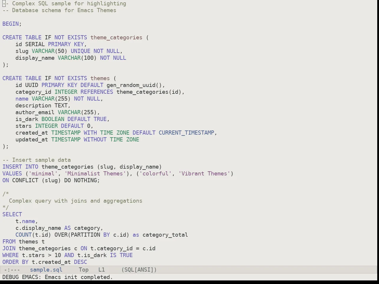 Kaolin Breeze Theme in sql-mode