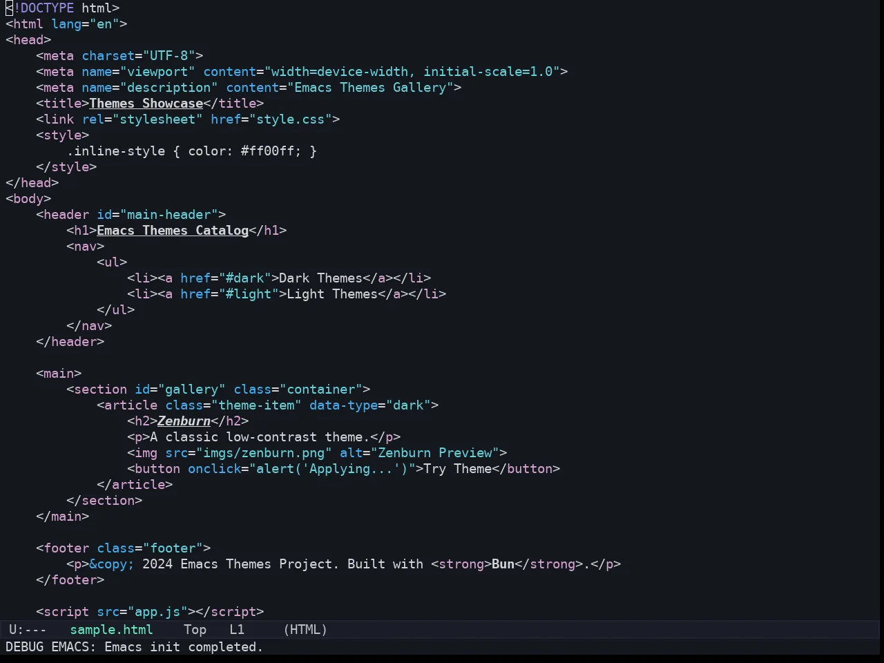 Kaolin Bubblegum Theme in html-mode