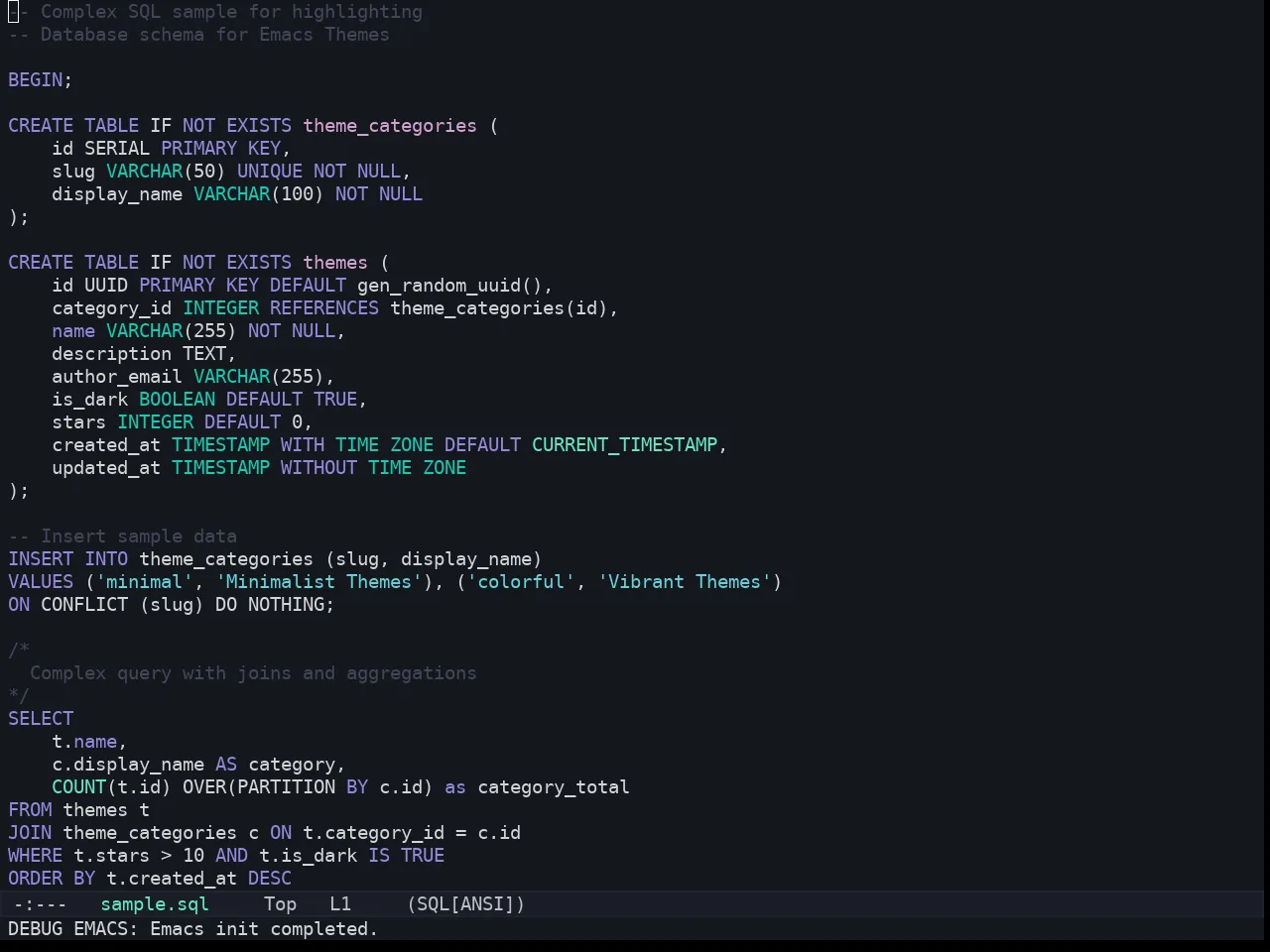 Kaolin Bubblegum Theme in sql-mode
