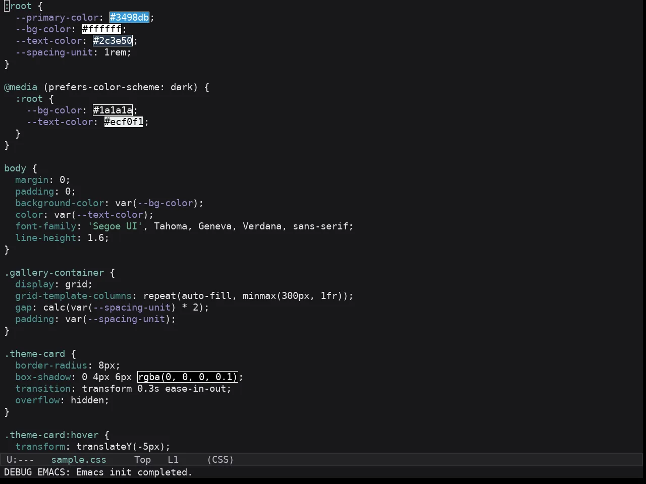 Kaolin Dark Theme in css-mode