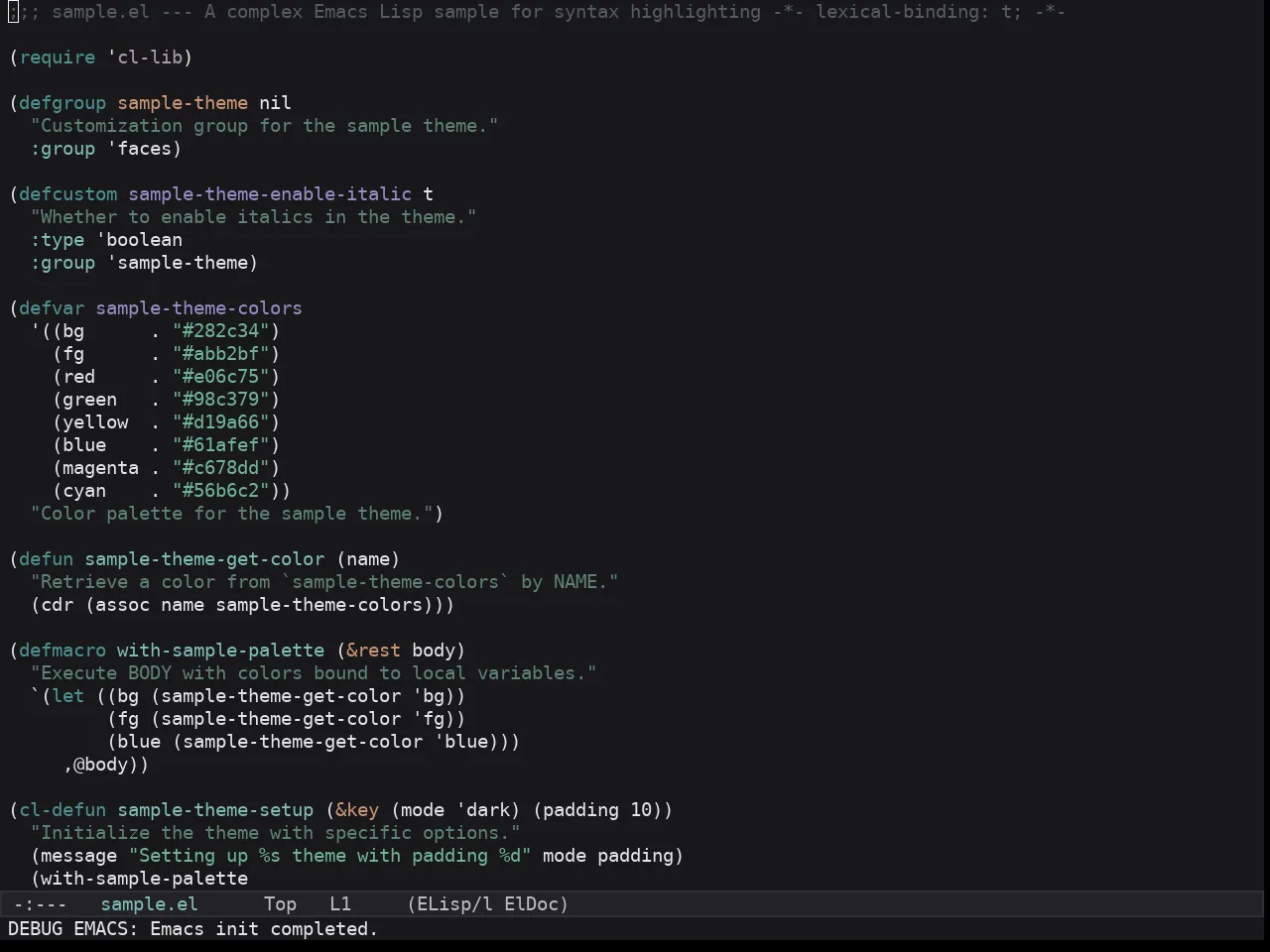 Kaolin Dark Theme in emacs-lisp-mode