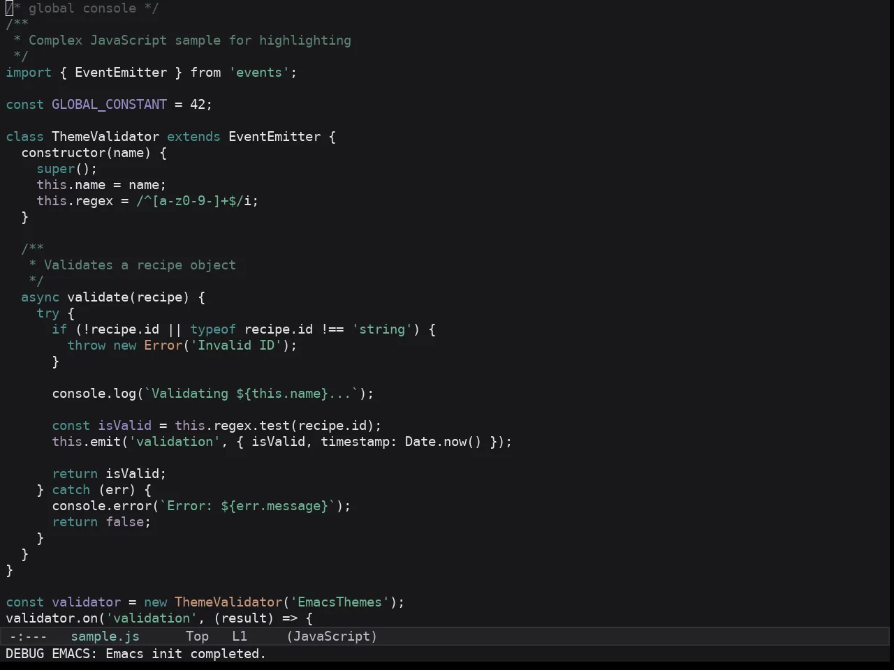 Kaolin Dark Theme in javascript-mode