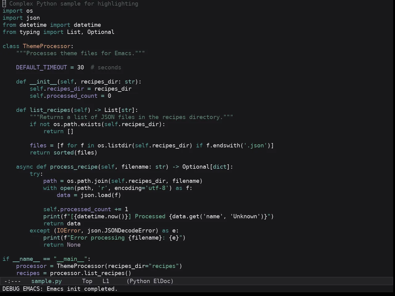Kaolin Dark Theme in python-mode