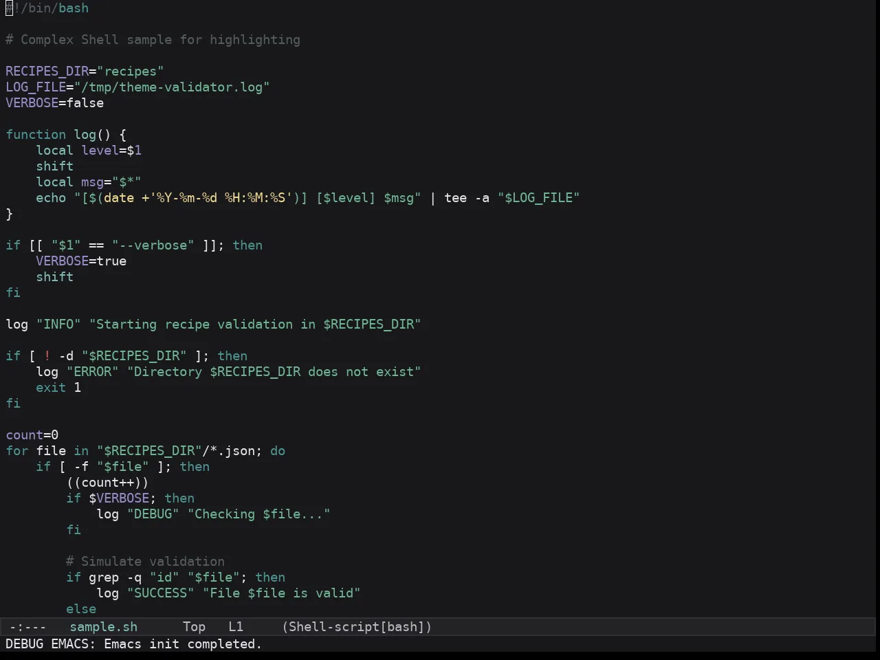 Kaolin Dark Theme in sh-mode