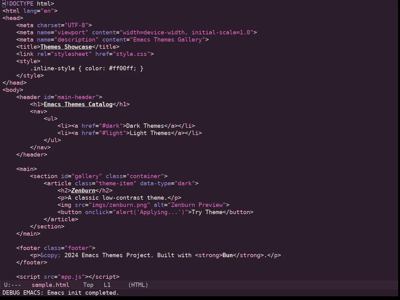 Kaolin Eclipse Theme in html-mode