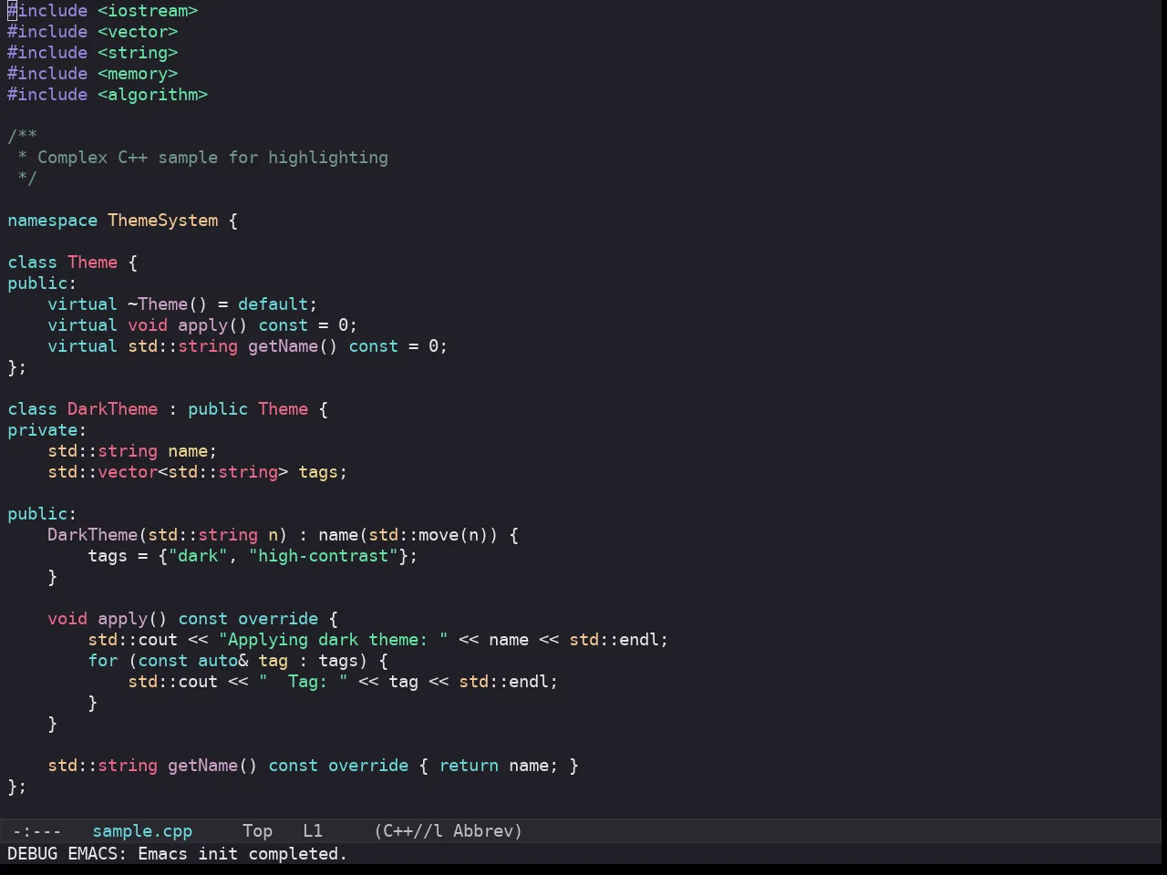 Kaolin Galaxy Theme in c++-mode