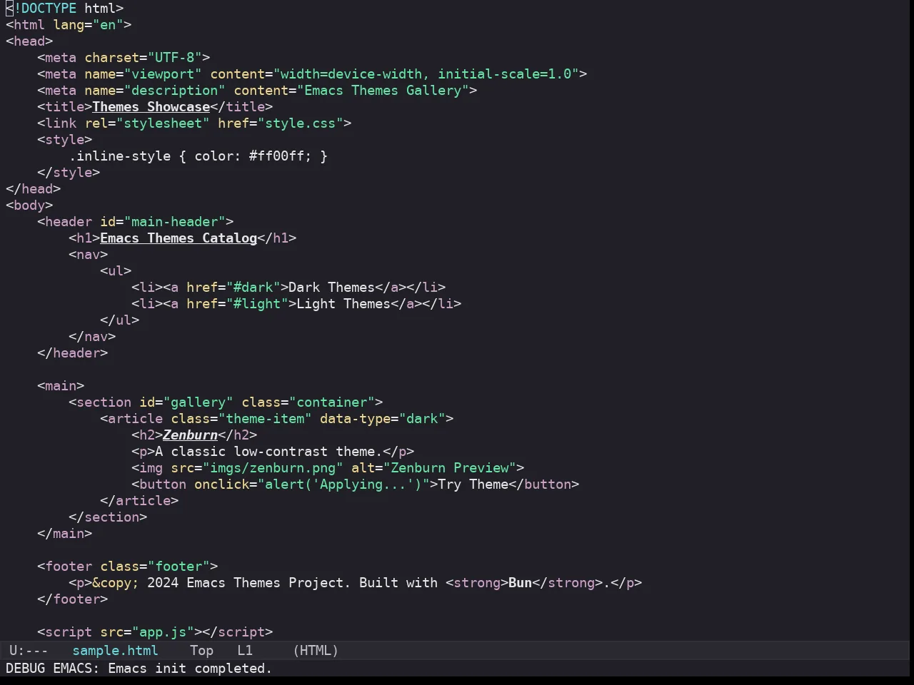 Kaolin Galaxy Theme in html-mode