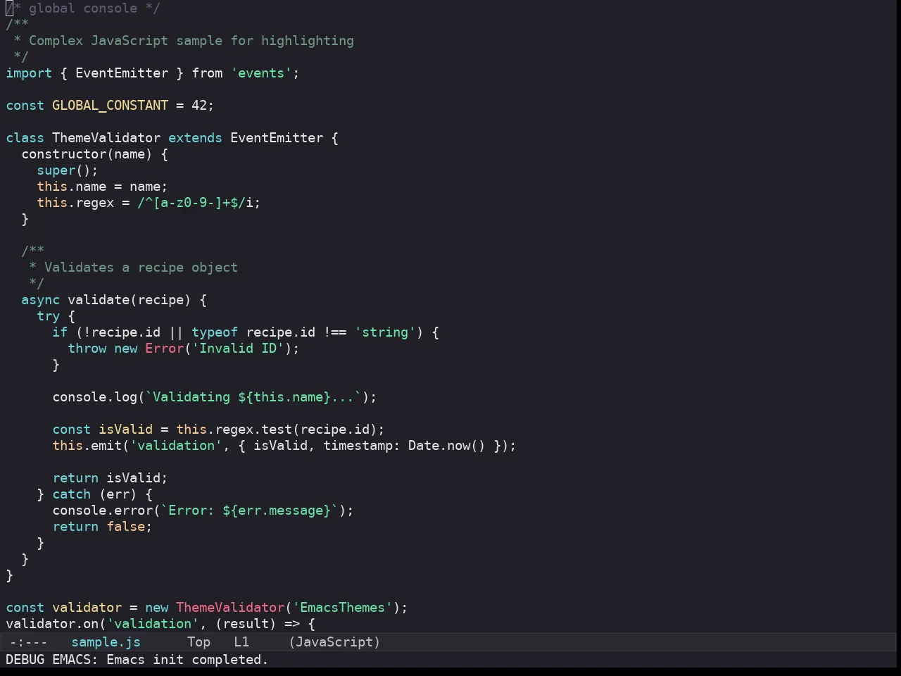 Kaolin Galaxy Theme in javascript-mode