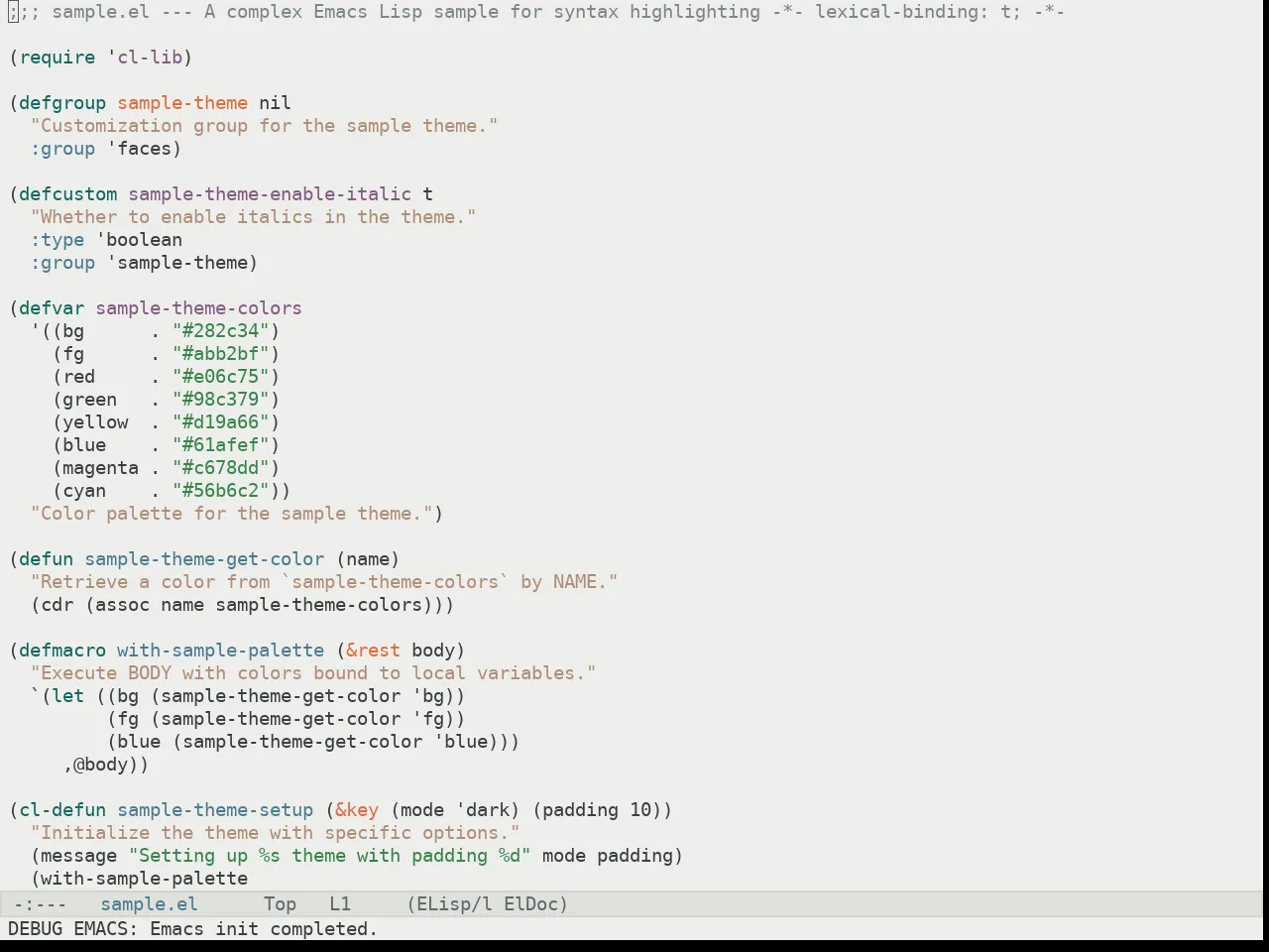 Kaolin Light Theme in emacs-lisp-mode