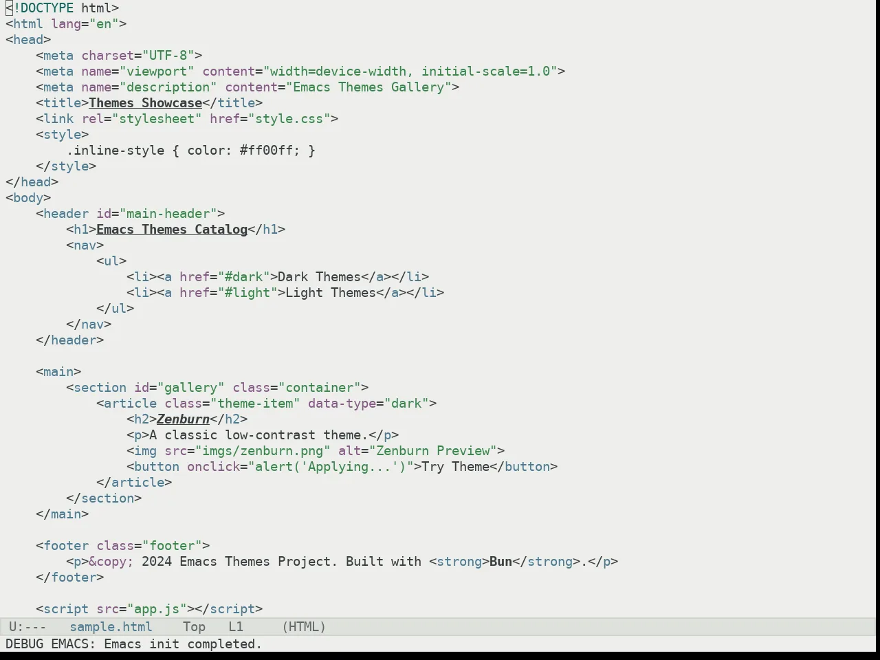 Kaolin Light Theme in html-mode