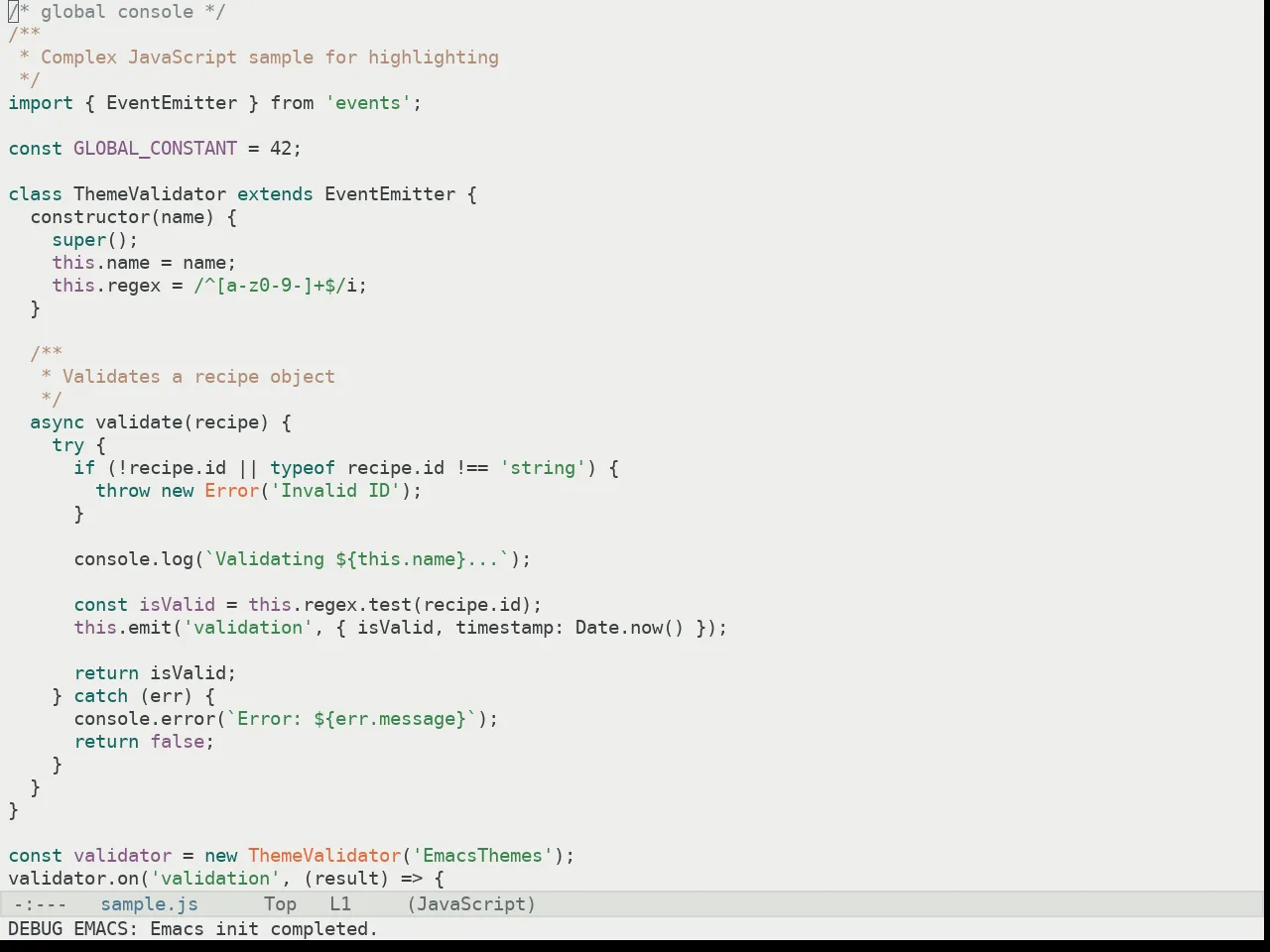 Kaolin Light Theme in javascript-mode