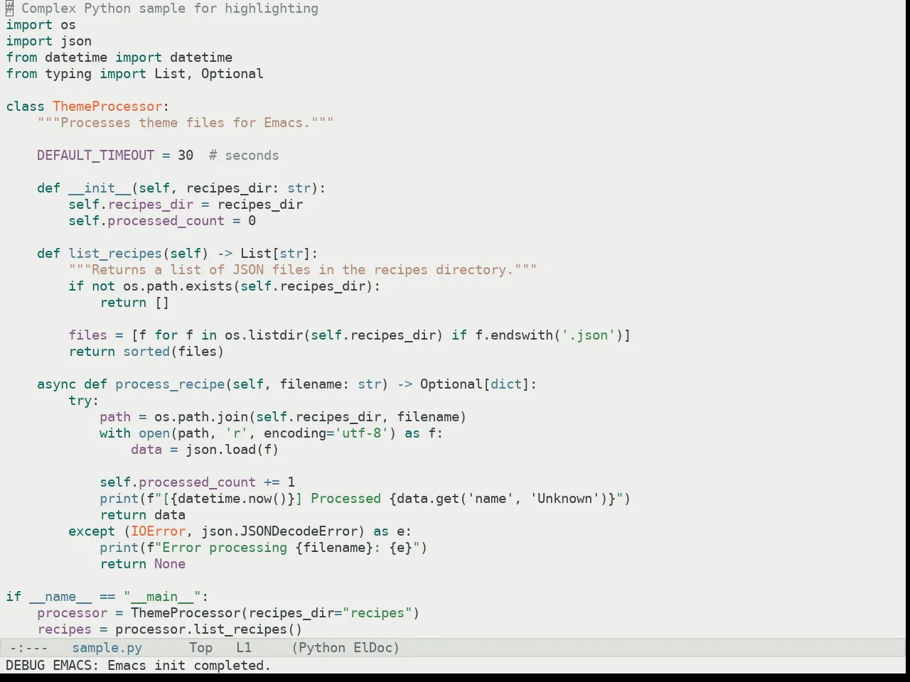 Kaolin Light Theme in python-mode