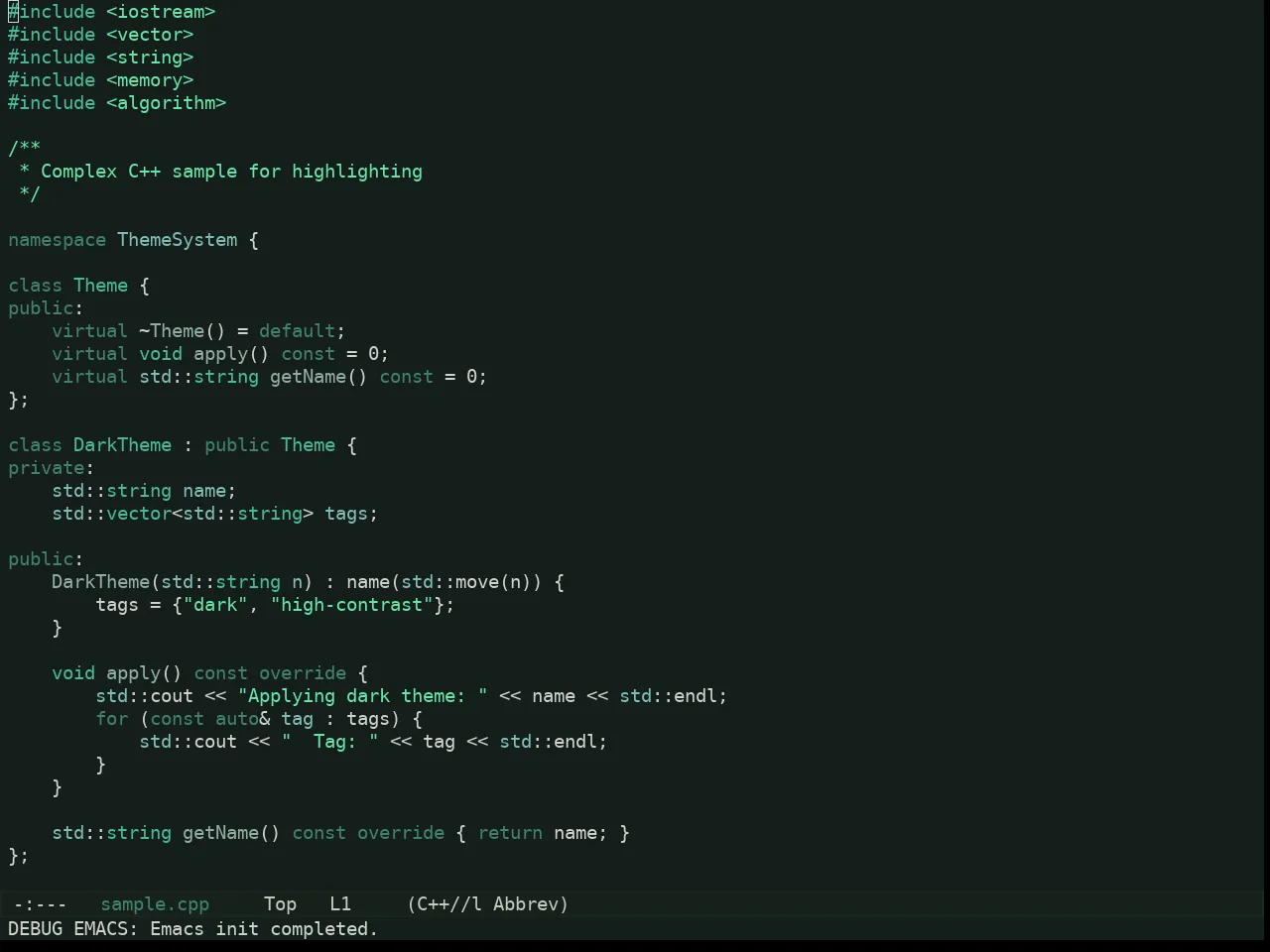 Kaolin Mono Dark Theme in c++-mode
