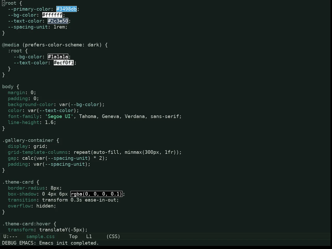 Kaolin Mono Dark Theme in css-mode