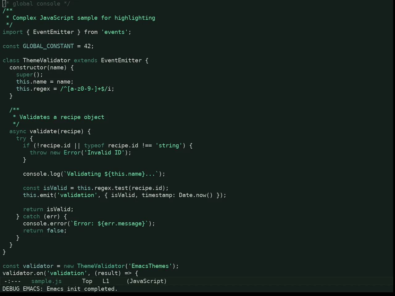 Kaolin Mono Dark Theme in javascript-mode