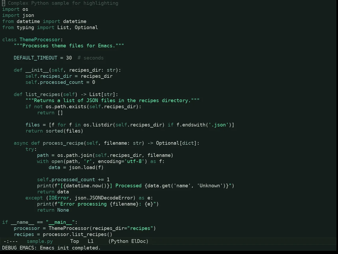 Kaolin Mono Dark Theme in python-mode