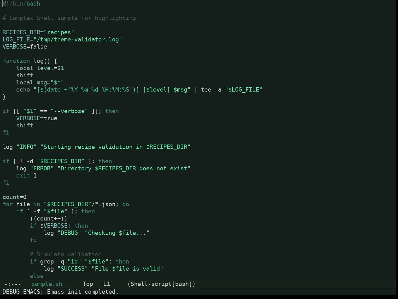 Kaolin Mono Dark Theme in sh-mode