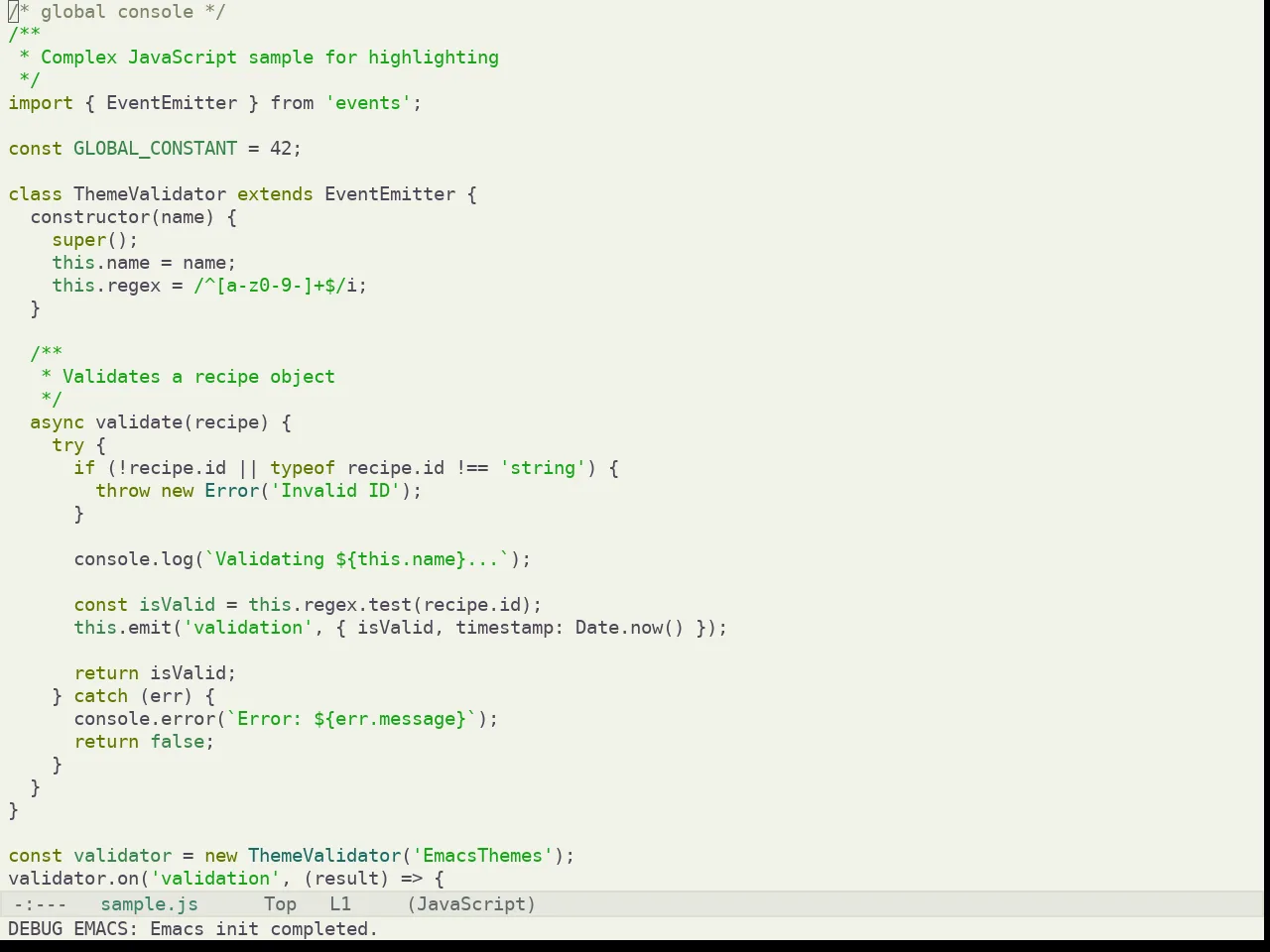 Kaolin Mono Light Theme in javascript-mode
