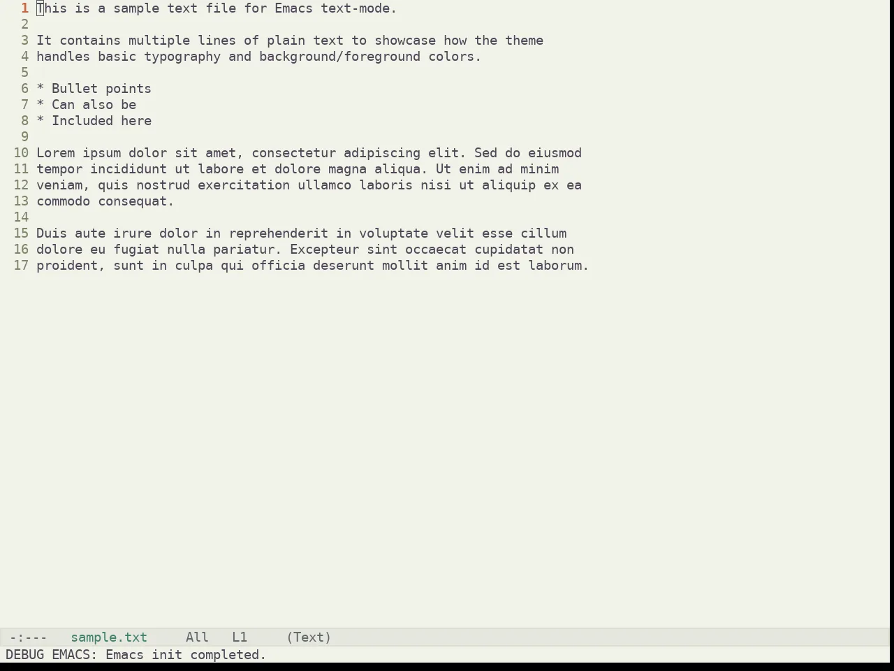 Kaolin Mono Light Theme in text-mode