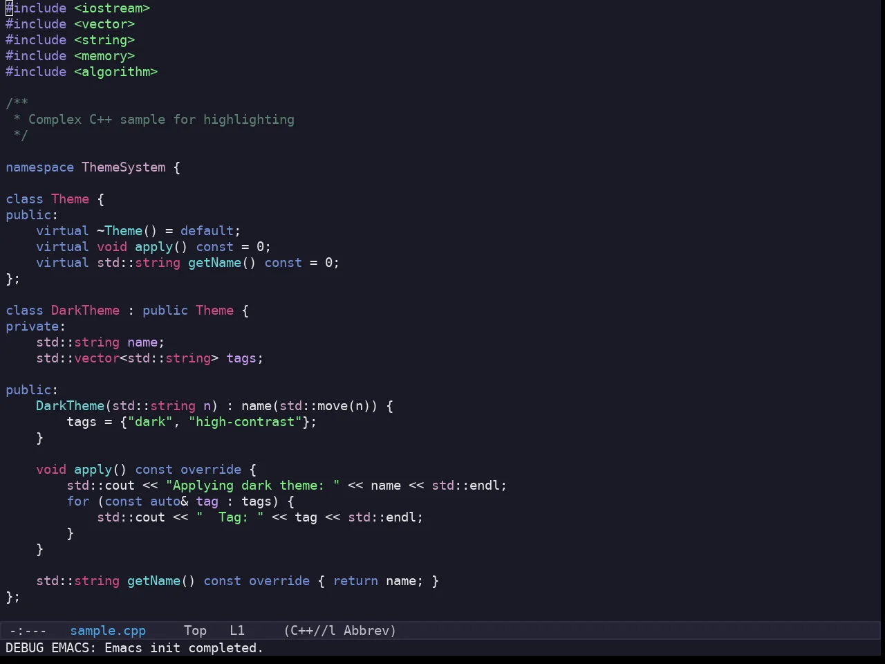 Kaolin Ocean Theme in c++-mode