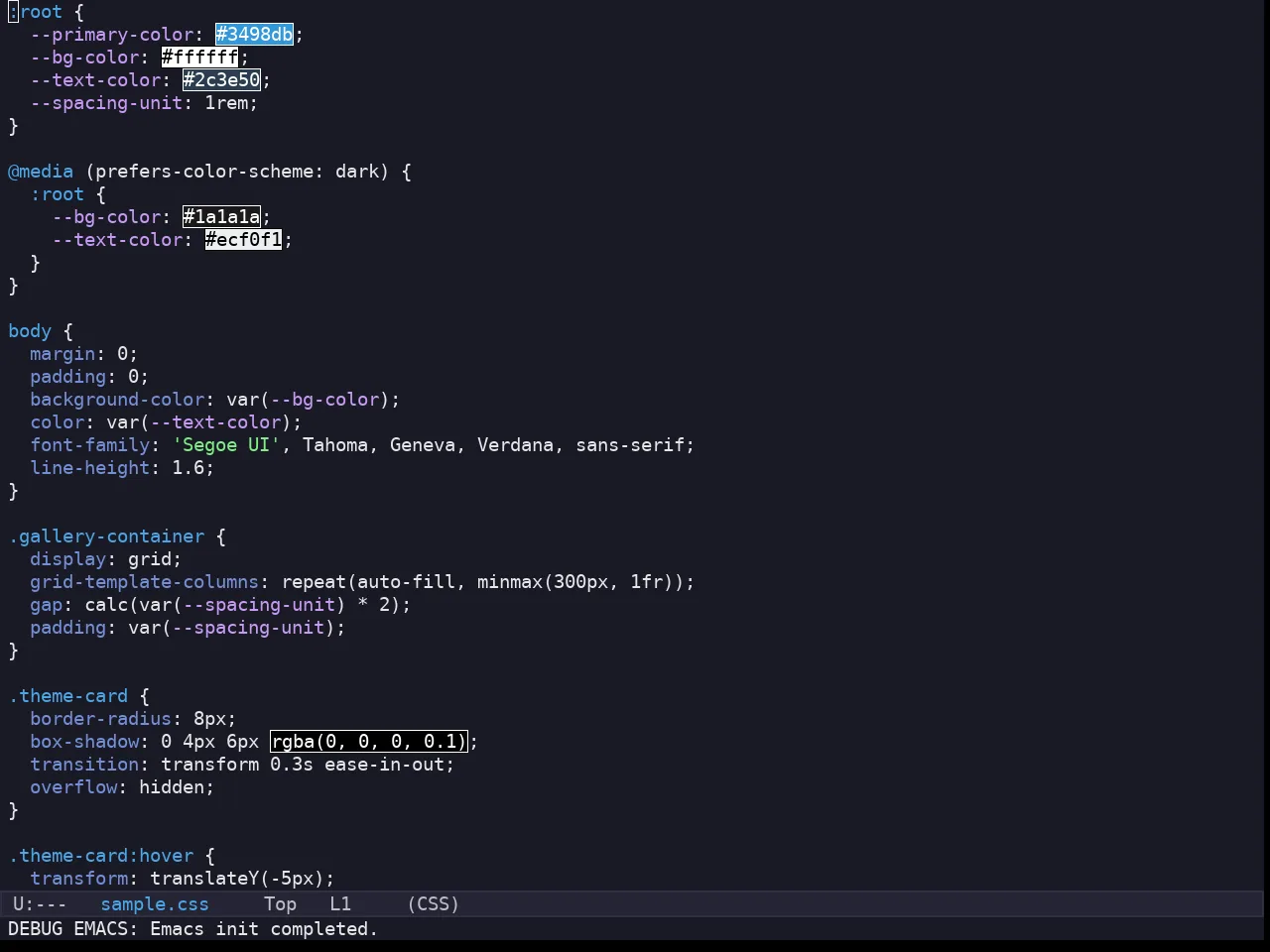 Kaolin Ocean Theme in css-mode