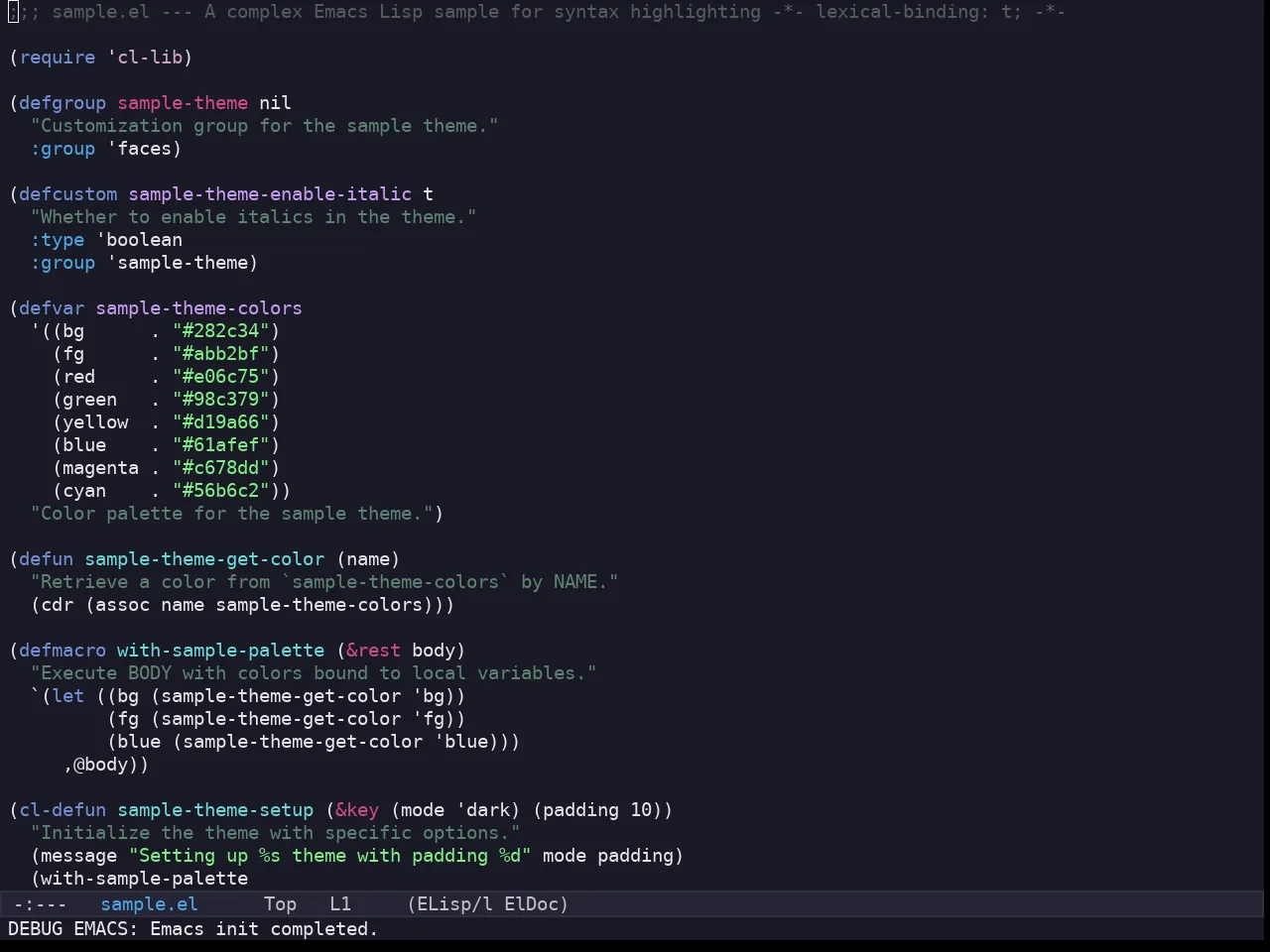 Kaolin Ocean Theme in emacs-lisp-mode