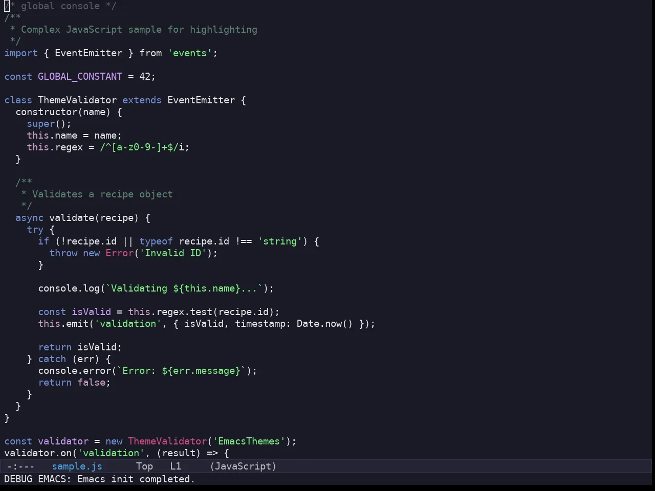 Kaolin Ocean Theme in javascript-mode
