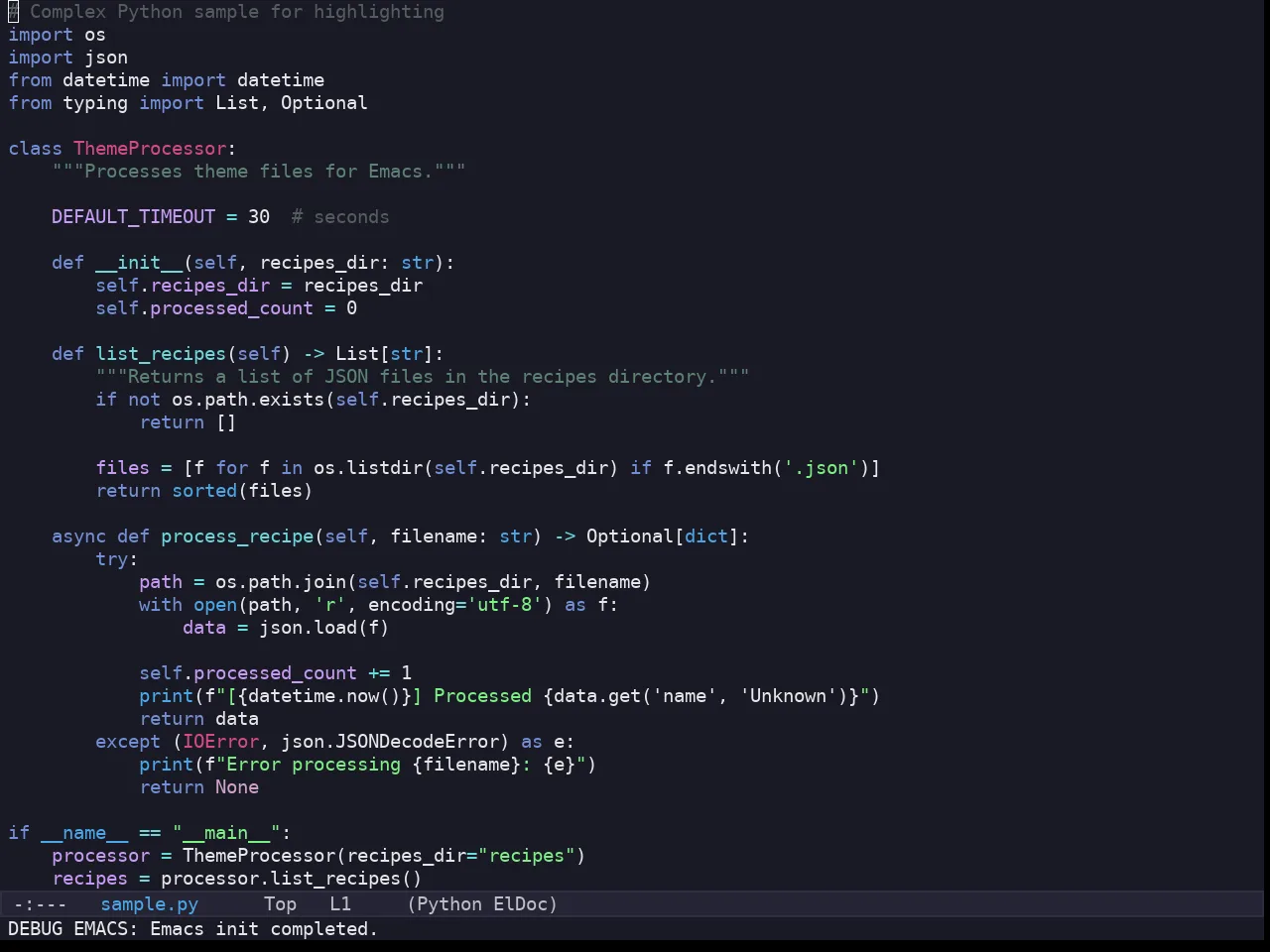 Kaolin Ocean Theme in python-mode