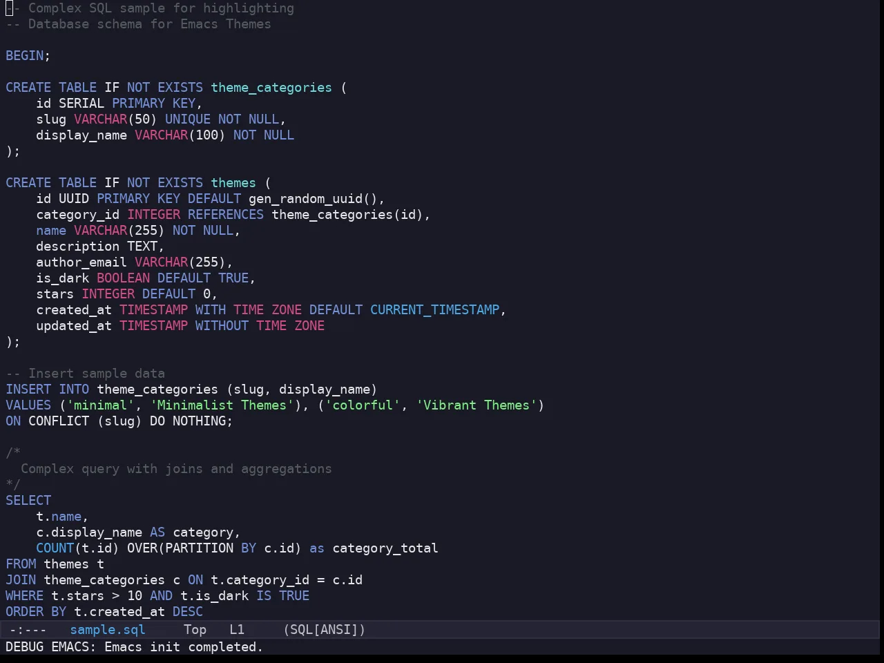Kaolin Ocean Theme in sql-mode