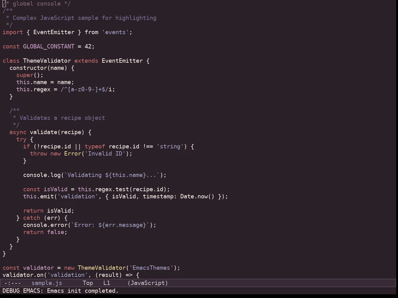 Kaolin Shiva Theme in javascript-mode