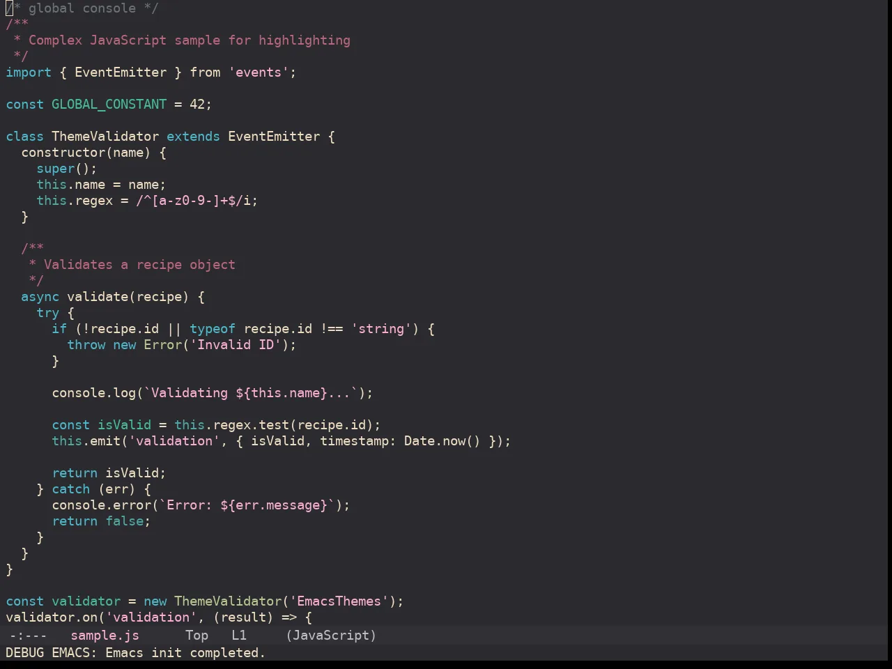Kaolin Temple Theme in javascript-mode