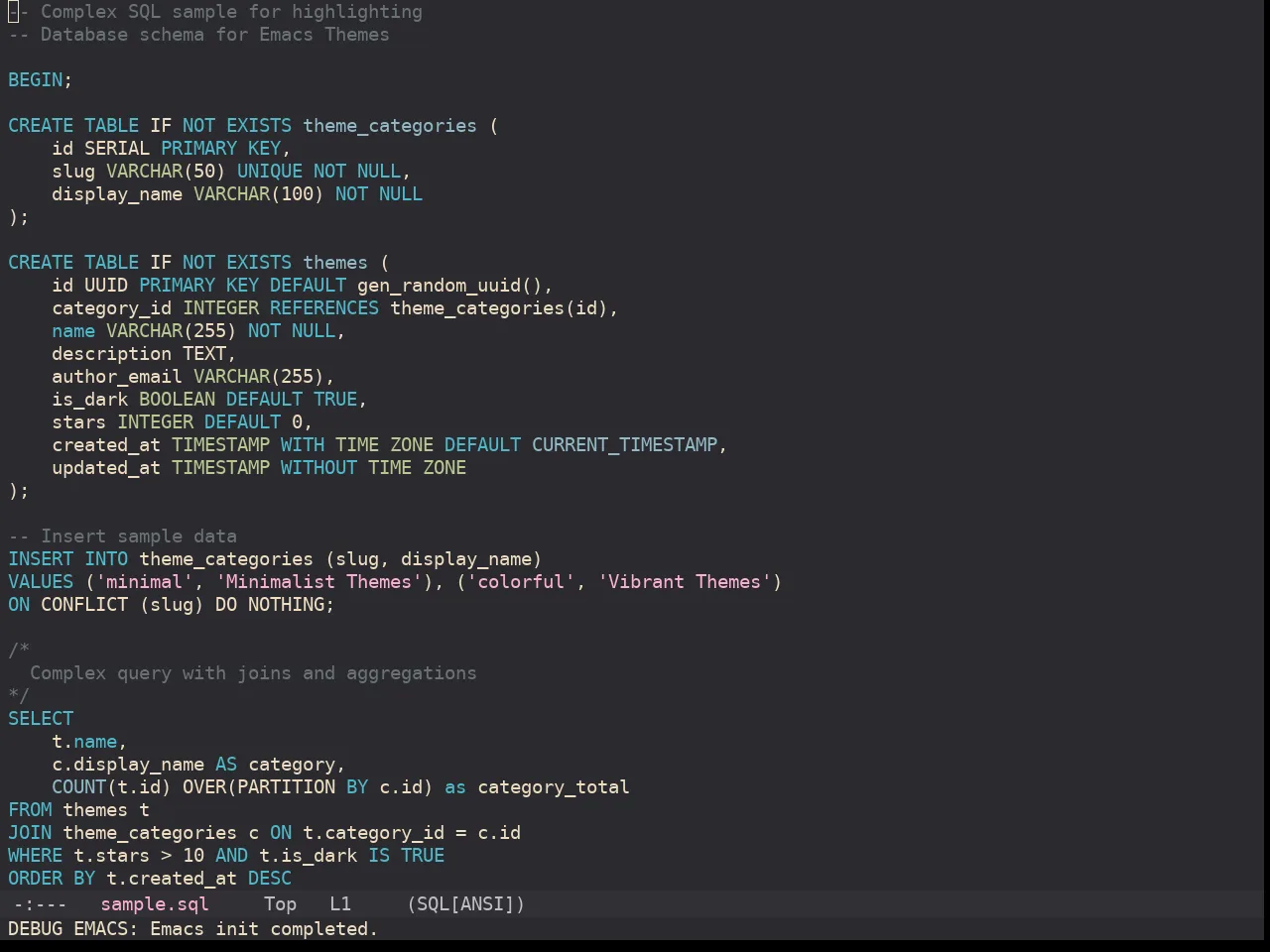 Kaolin Temple Theme in sql-mode