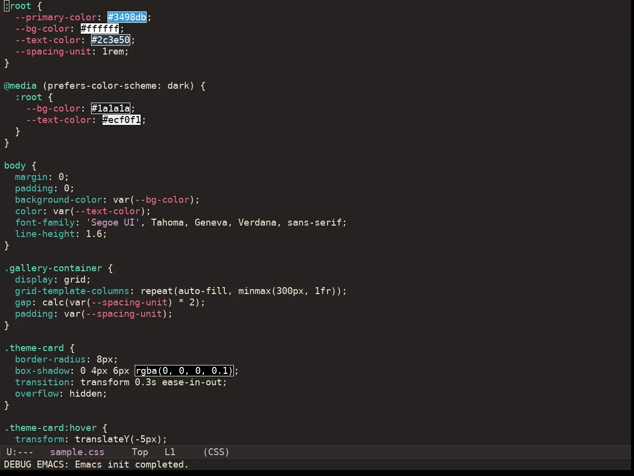 Kaolin Valley Dark Theme in css-mode