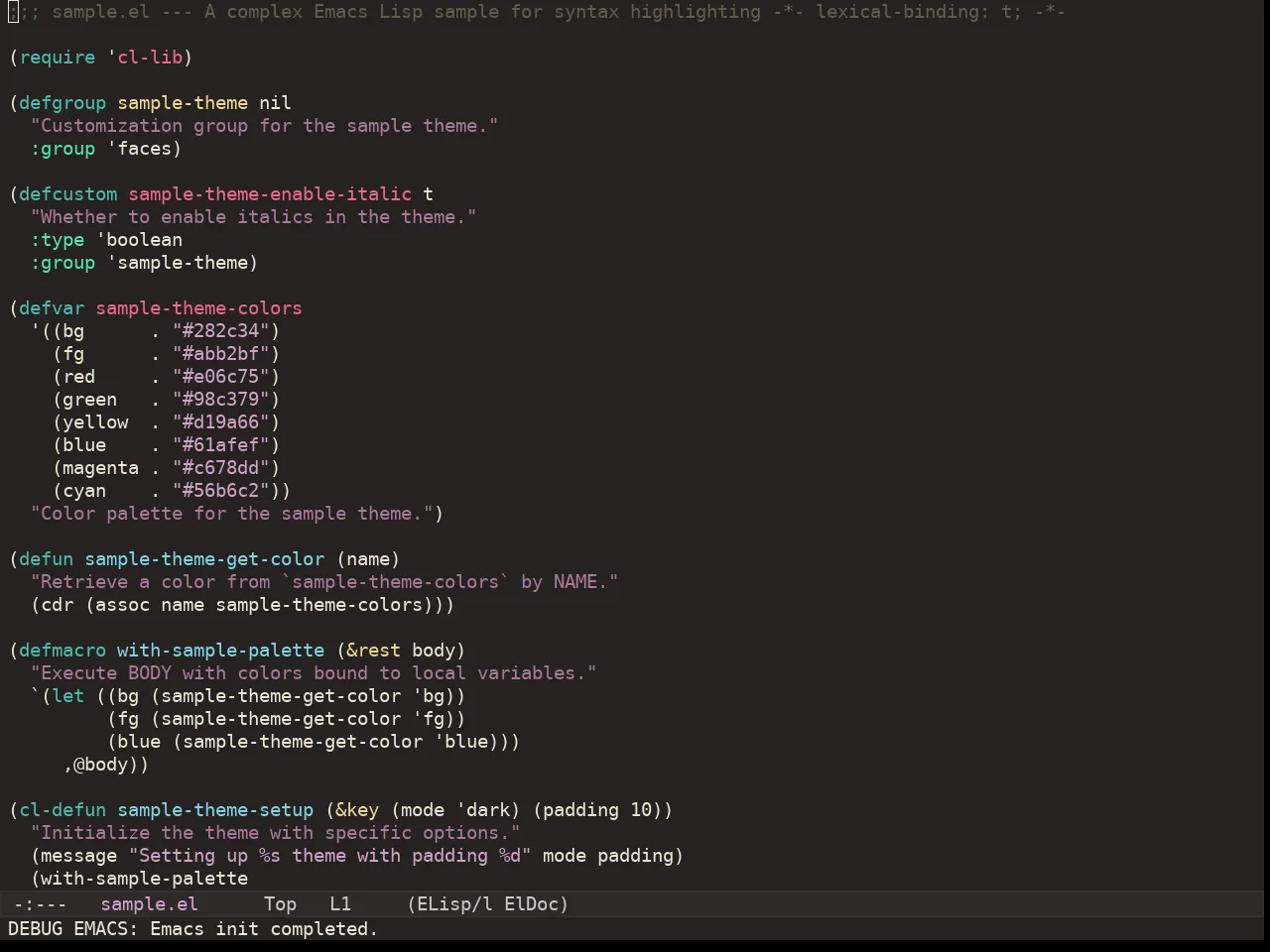 Kaolin Valley Dark Theme in emacs-lisp-mode
