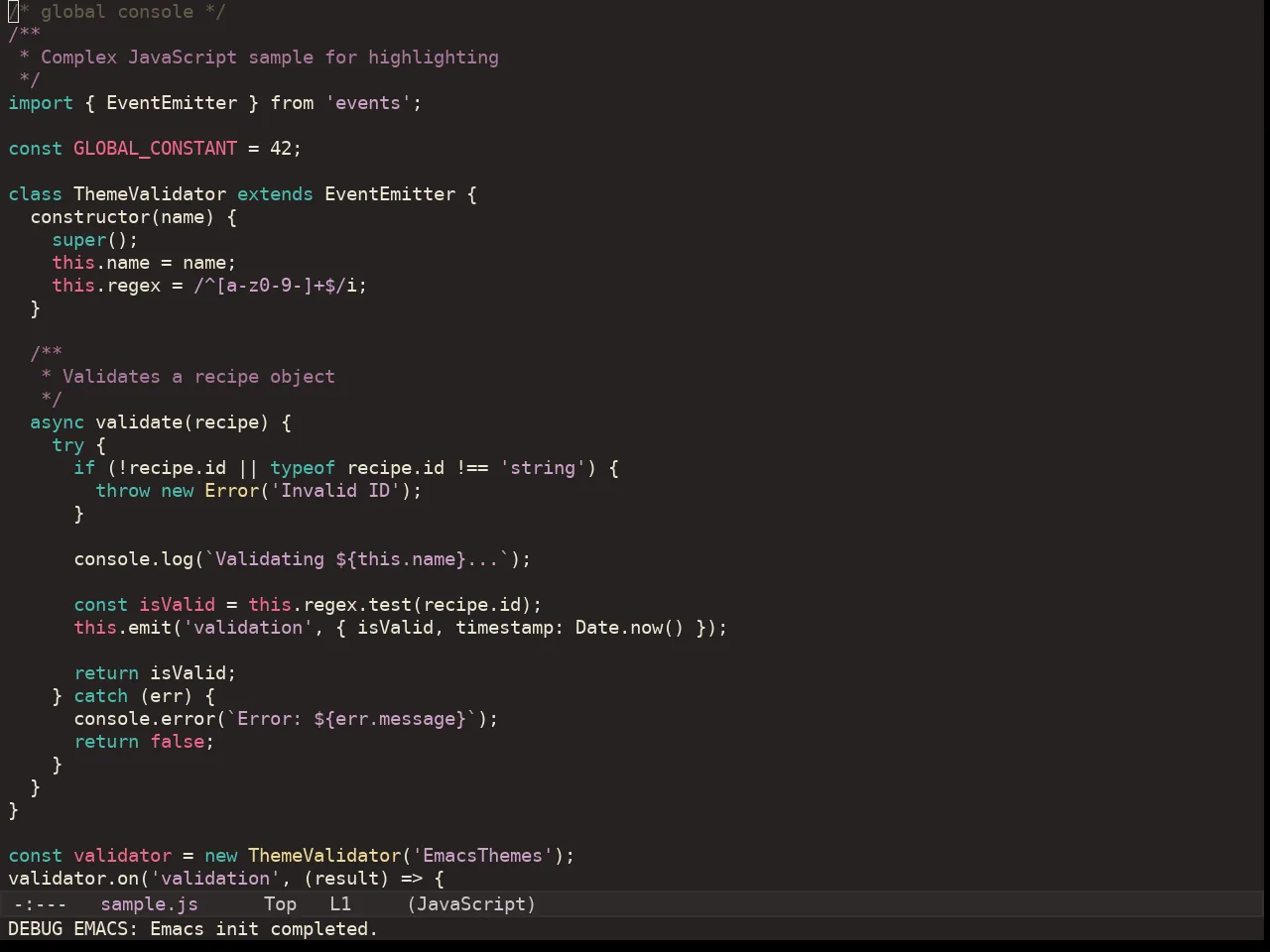 Kaolin Valley Dark Theme in javascript-mode
