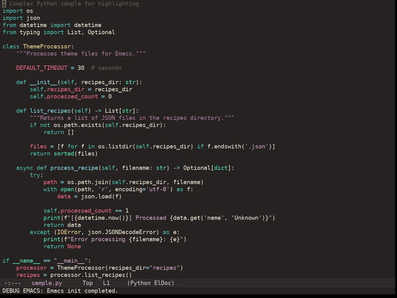 Kaolin Valley Dark Theme in python-mode