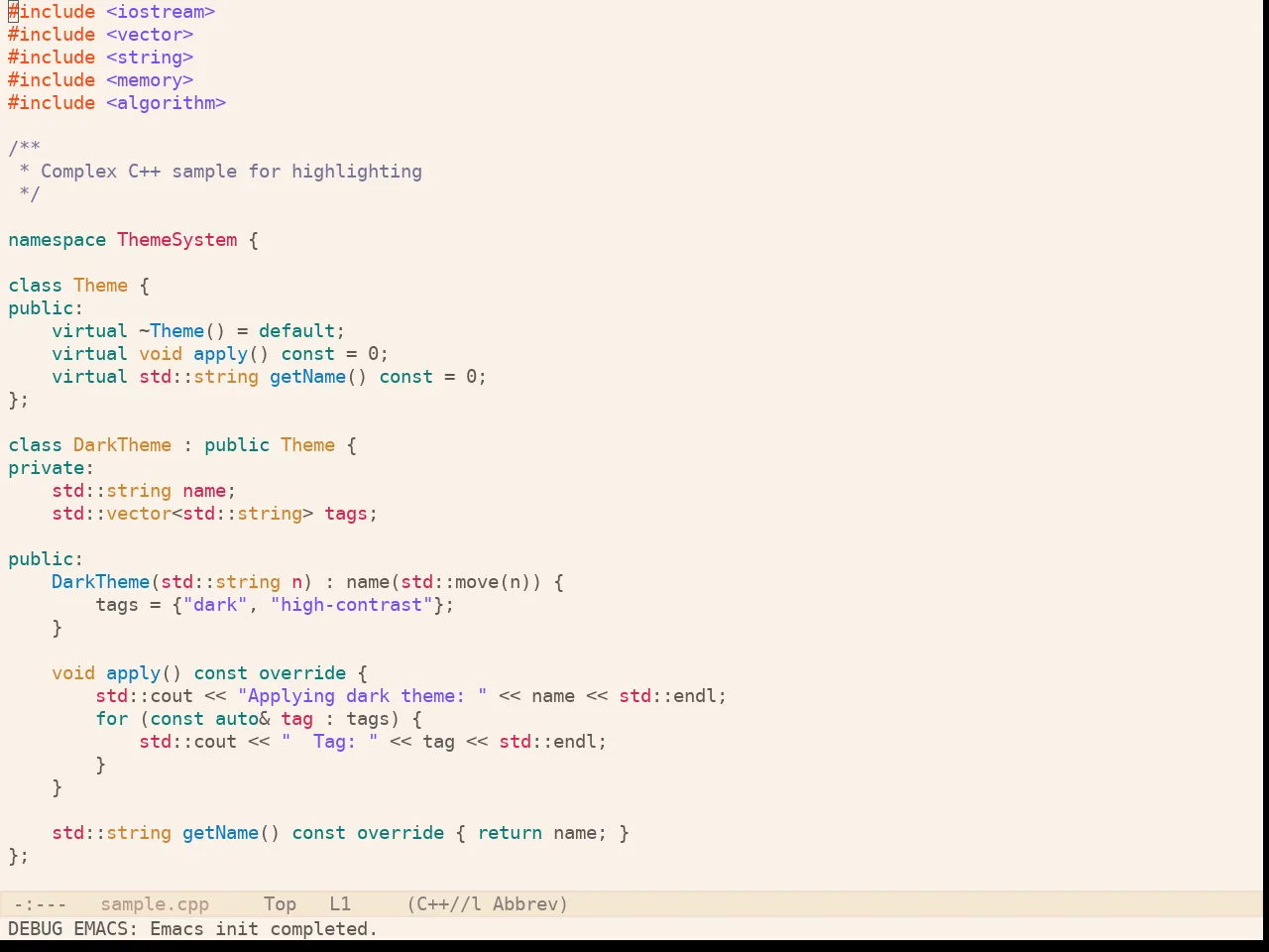 Kaolin Valley Light Theme in c++-mode