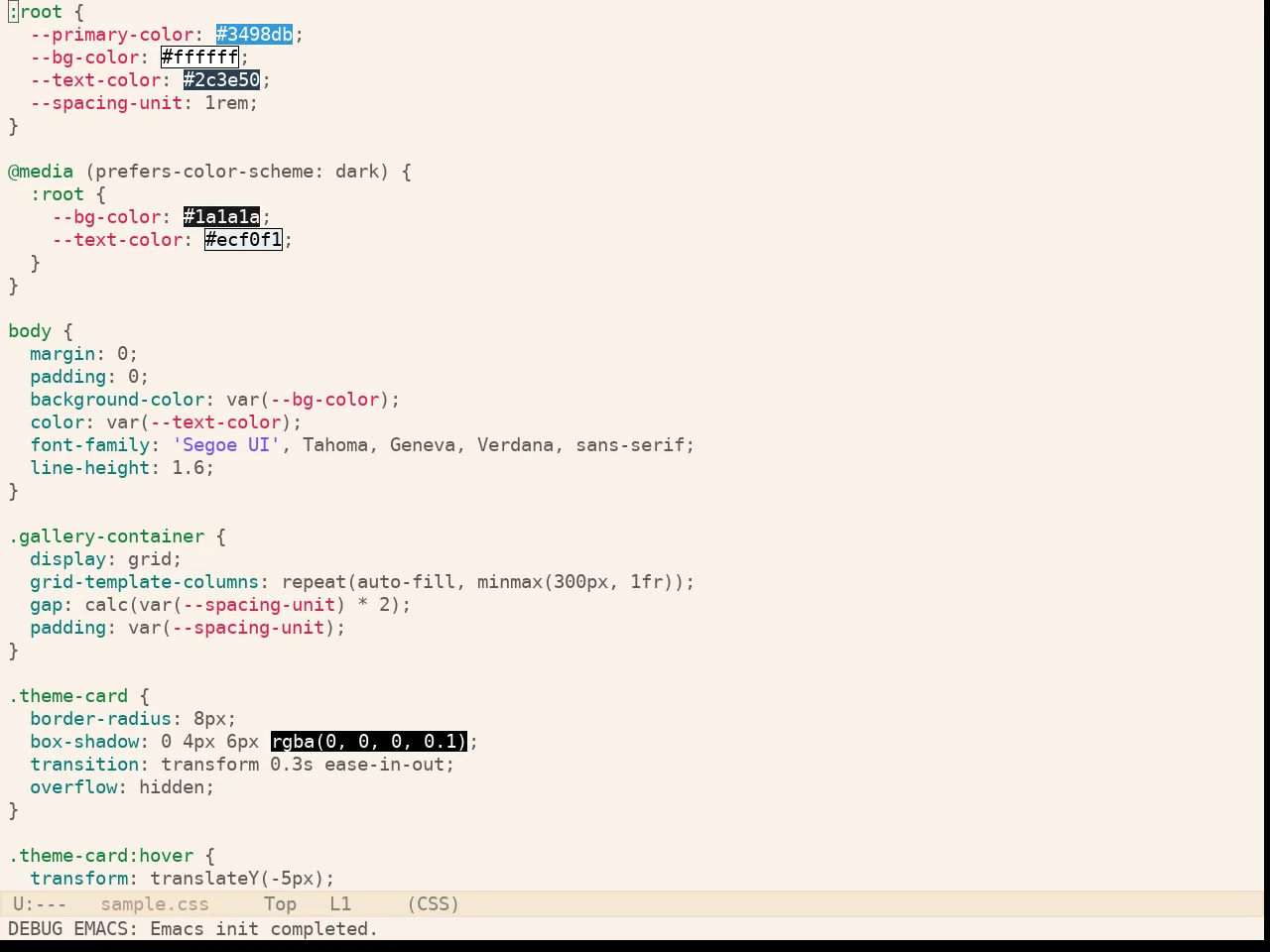 Kaolin Valley Light Theme in css-mode