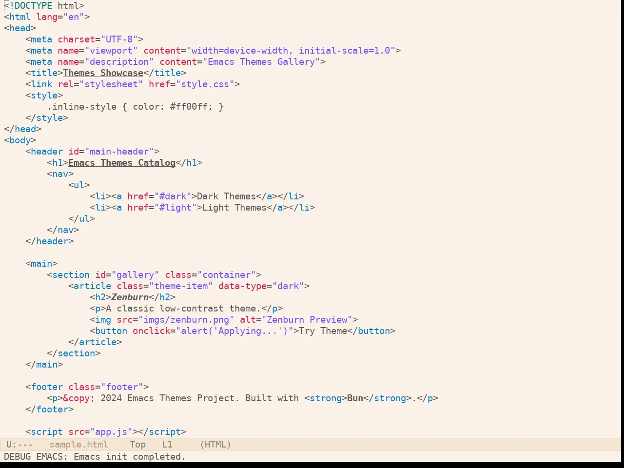 Kaolin Valley Light Theme in html-mode