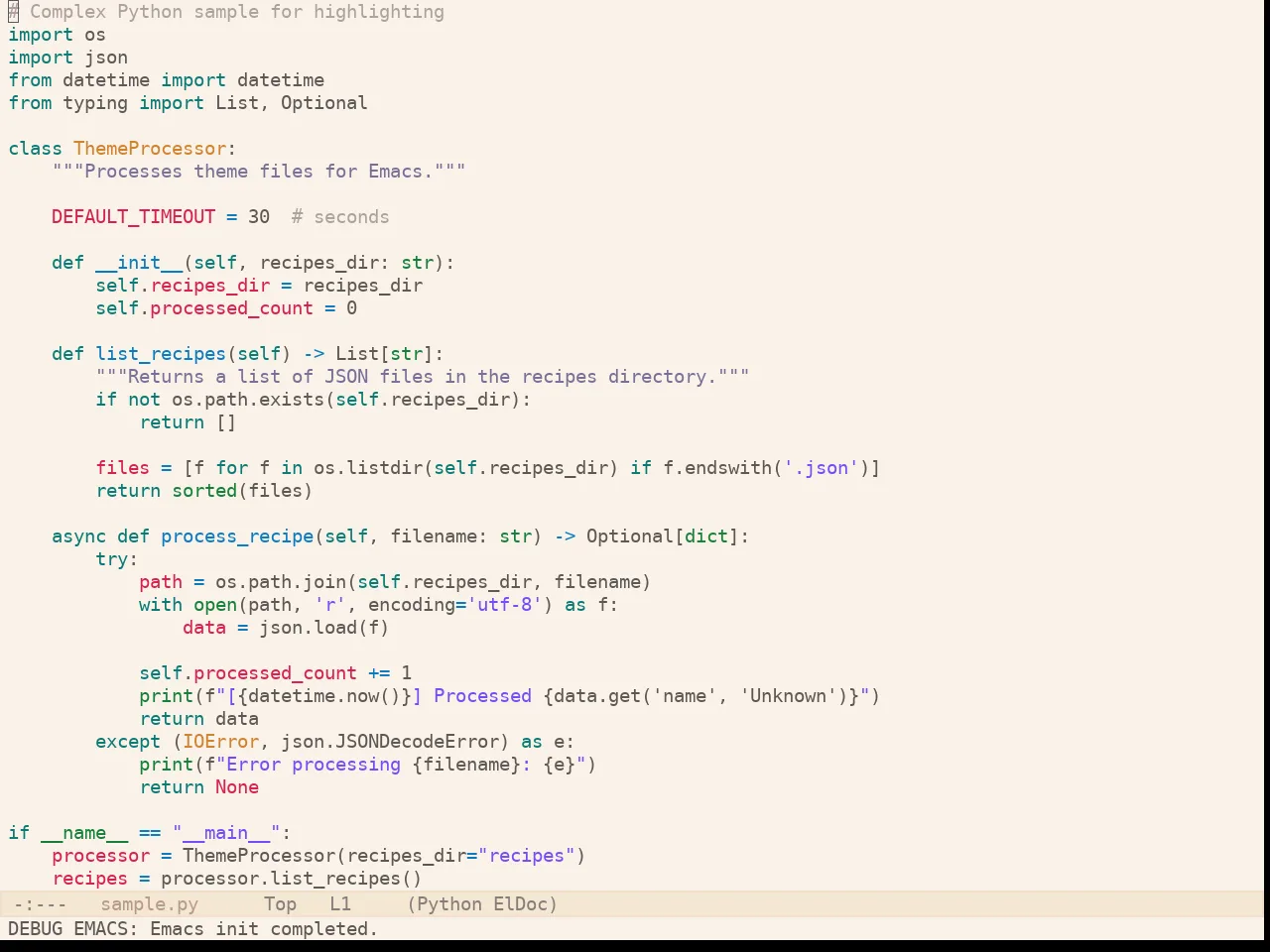 Kaolin Valley Light Theme in python-mode