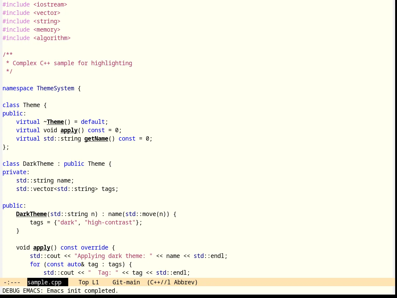 Katester Theme in c++-mode