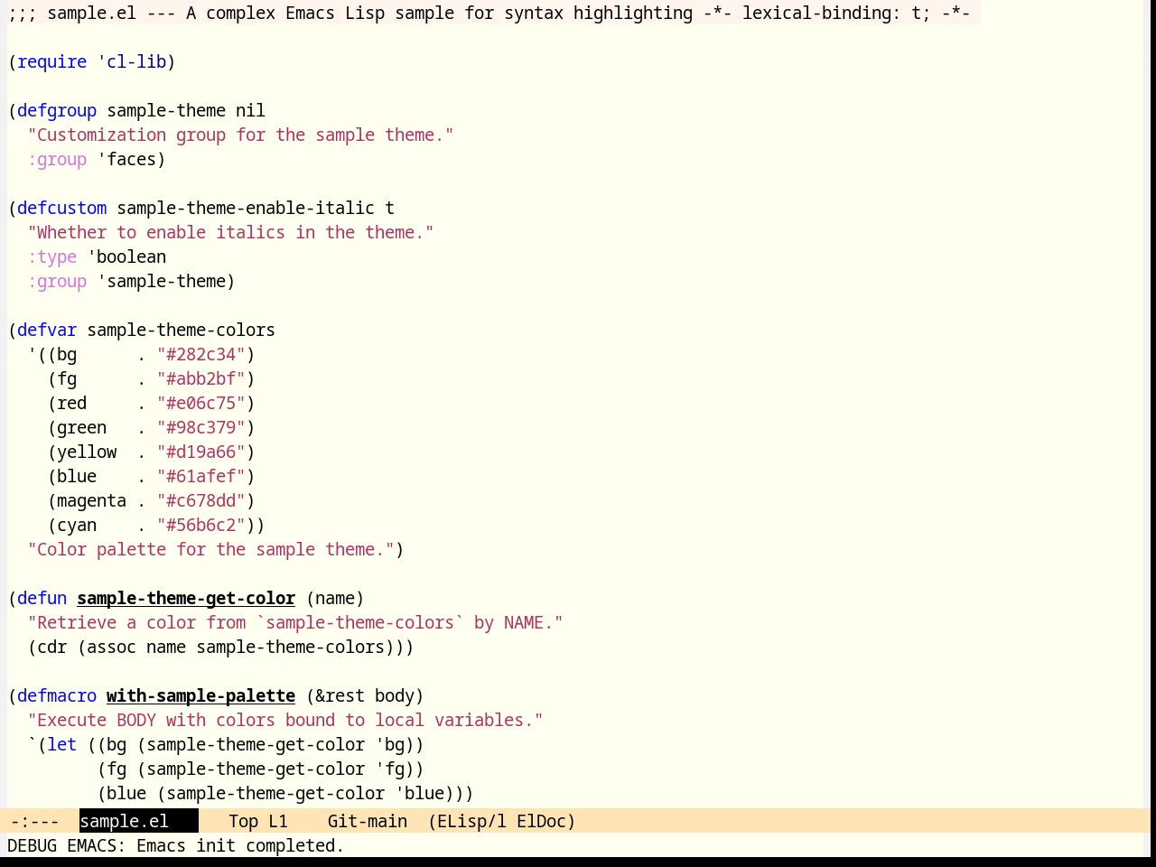 Katester Theme in emacs-lisp-mode